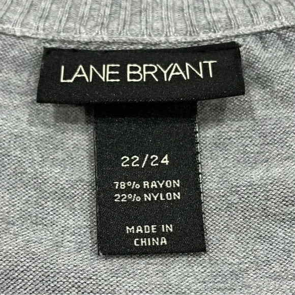 Lane Bryant boxed neck grey pleated sweater long length /lines plus size 22/24 - Picture 6 of 7